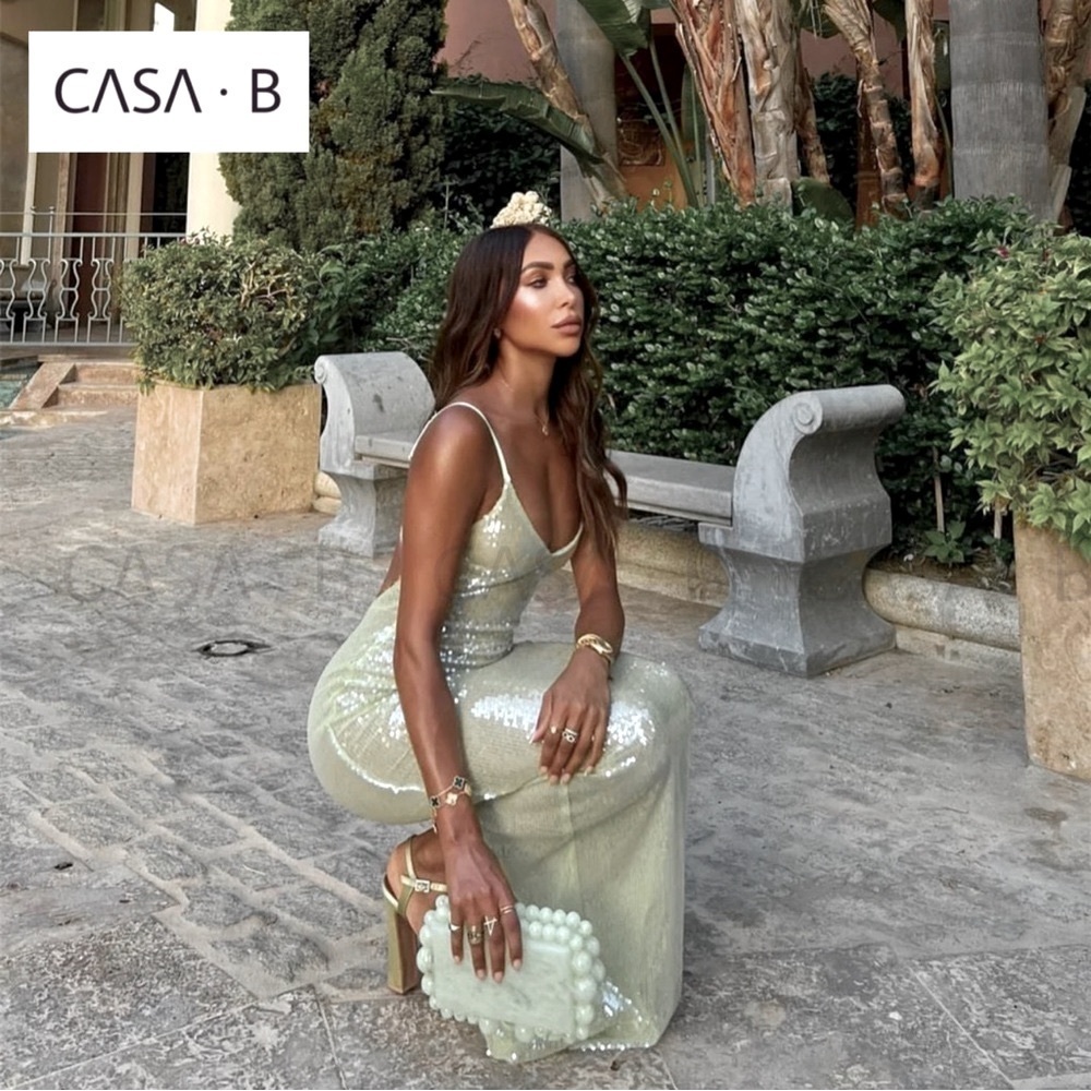 NEW to CASA B| Elena Sequin Open Back Cutout Evening Dress